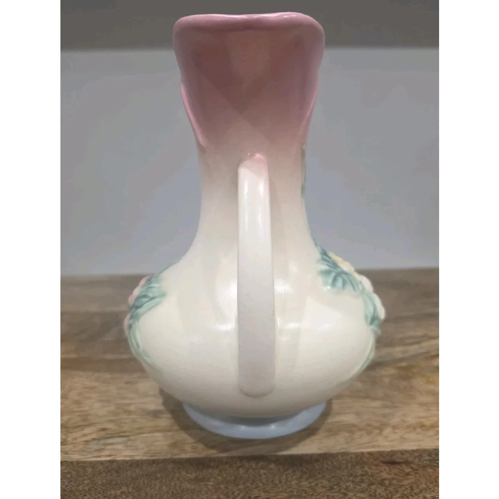Vintage Hull Pottery Double Handle Pink & Blue WILDFLOWER Vase W8 - 7 ½